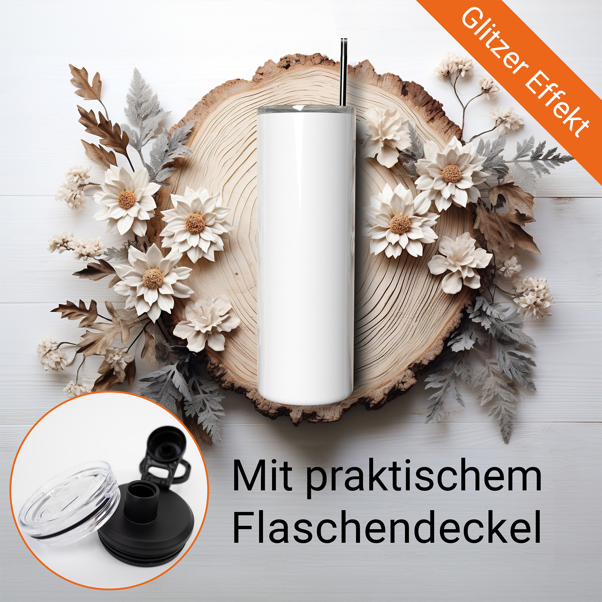 Tumbler mit Glitzereffekt ohne Druck (20oz)