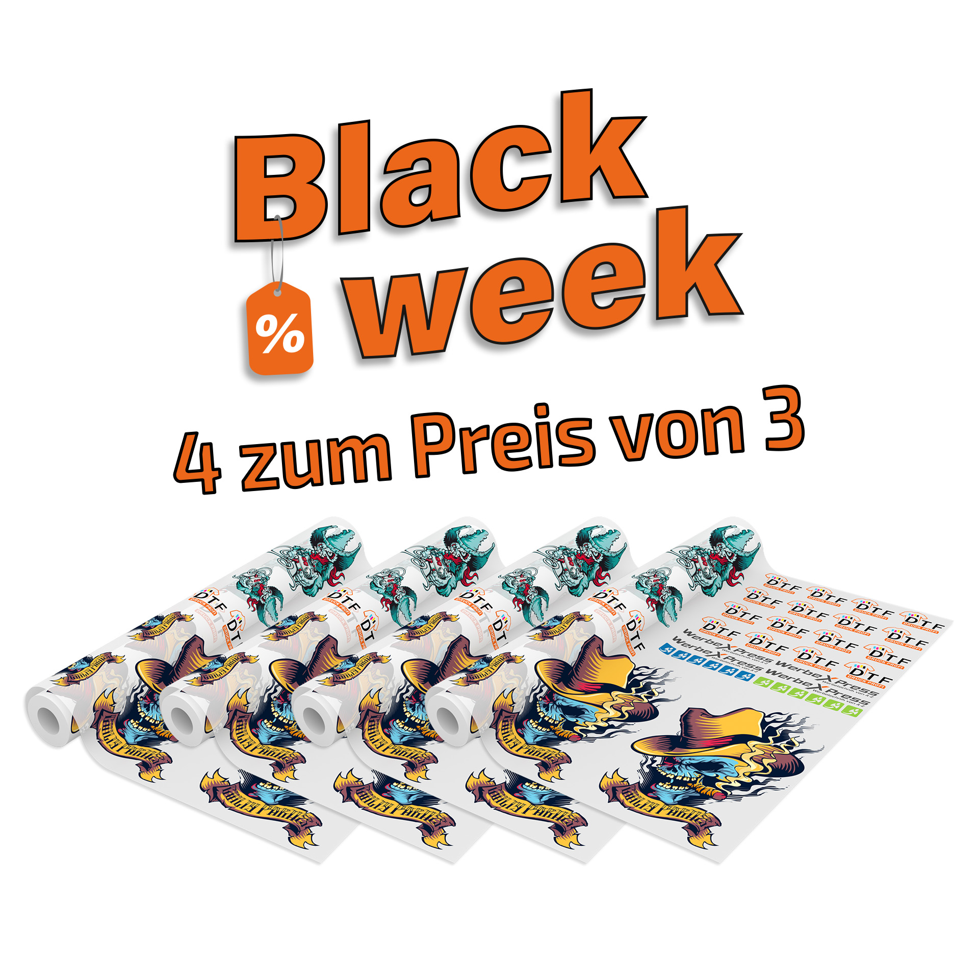 ANGEBOT 4m zum Preis von 3m: DTF-Transferdruck Meterware (560 x 1000 mm)